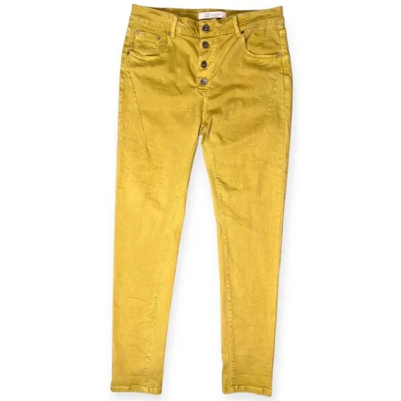 Q2 Yellow High Rise Skinny Jeans Button Fly Size 6 - Picture 2 of 9